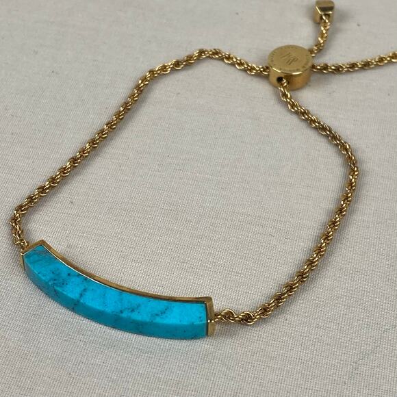 Monica Vinader Linear Turquoise 18K Yellow Gold Vermeil over Sterling Bracelet - Picture 4 of 7